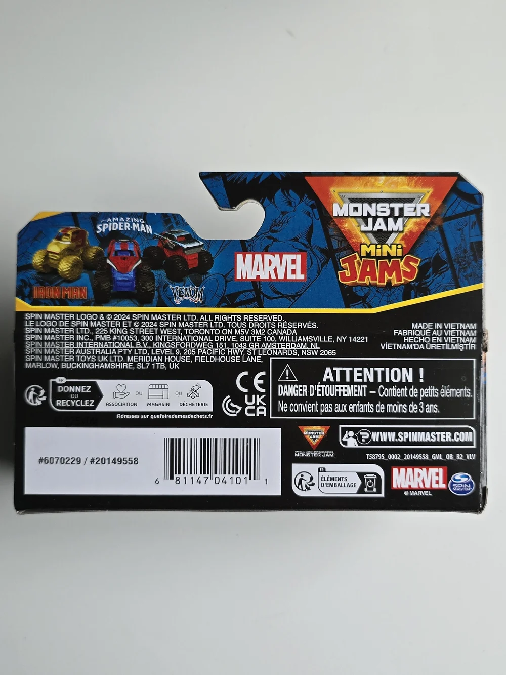 Marvel Mini Monster Jam Trucks Iron-Man & Spider-Man New In Box!